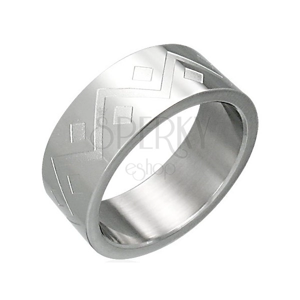 Prsten z chirurgické oceli - geometrický vzor