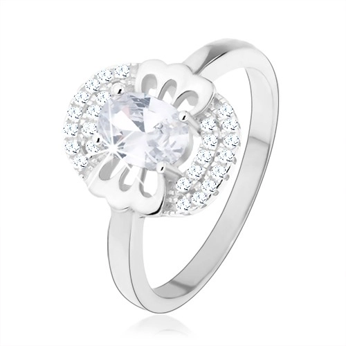 Zásnubní prsten, stříbro 925, čirý zirkon - motýlek, zdvojený lem - Velikost: 54