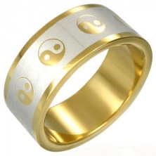 Pozlacený prsten Jin-Jang