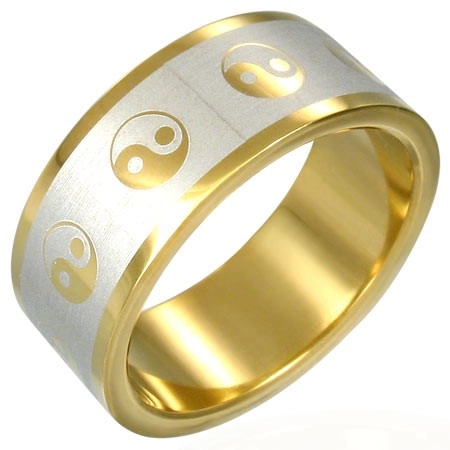 Pozlacený prsten Jin-Jang - Velikost: 70