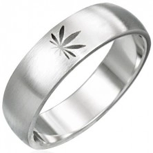Ocelový prsten s motivem marihuany