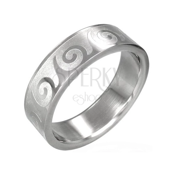 Ocelový prsten s motivem vlnek