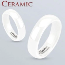 Bílý keramický prsten, hladký zaoblený povrch, vysoký lesk, 6 mm