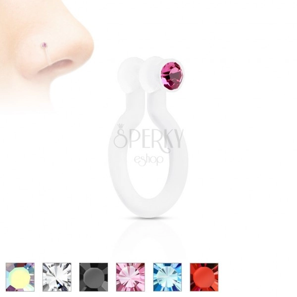 Fake piercing do nosu z Bioflexu, třpytivý zirkonek, různé barvy