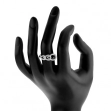 Zásnubní prsten ze stříbra 925, tři zirkonové kontury kapek