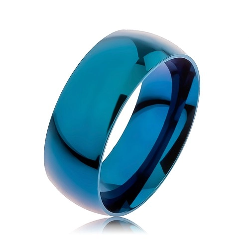 Prsten z oceli 316L, modrá barva, anodizovaný titanem, 8 mm - Velikost: 72
