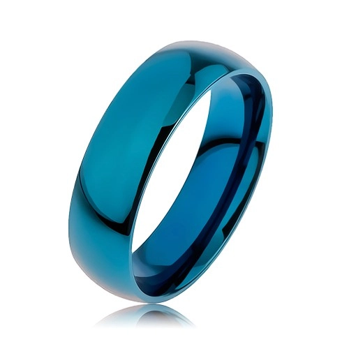 Prsten z chirurgické oceli v modré barvě, povrch anodizovaný titanem, 6 mm - Velikost: 59