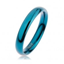 Modrý ocelový prsten, zaoblený hladký povrch s vysokým leskem, 3 mm