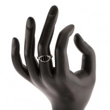 Stříbrný 925 prsten, hladké černé ovály, hladká ramena, vysoký lesk