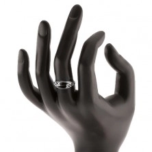 Prsten ze stříbra 925, dvě úzké černé kapky, filigránové zdobení