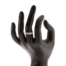 Zásnubní prsten ze stříbra 925, kulatý čirý zirkon, srdíčka, zirkonová linie