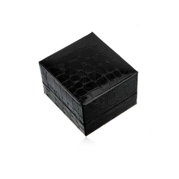 Dárková krabička na prsten nebo náušnice, černá barva, krokodýlí vzor