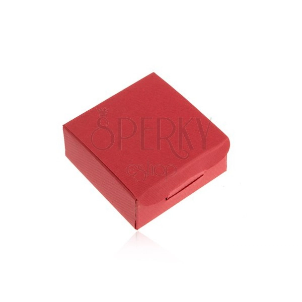 Dárková krabička na prsten a náušnice, červená barva, šikmé rýhy
