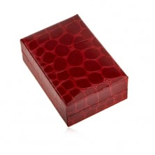 Dárková krabička na náušnice, krokodýlí vzor, tmavě červený odstín