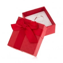 Dárková krabička na prsten, červená barva, mašlička, ozdobný vzor