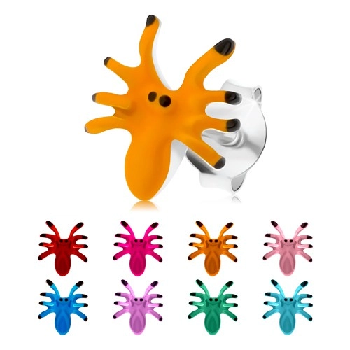 Náušnice ze stříbra 925, barevný pavouček s osmi nohama, puzetky - Barva: Fialová