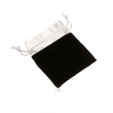 Černá sametová kapsička na dárek, horní část ve stříbrné barvě