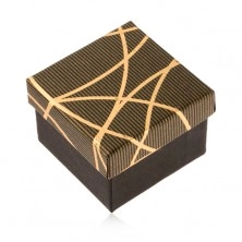 Dárková krabička na prsten a náušnice, černozlatá barva, lesklé proužky