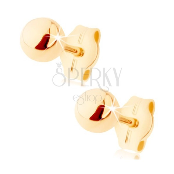 Zlaté náušnice 375 - malá lesklá kulička, puzetky