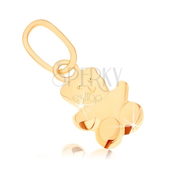 Přívěsek ve žlutém 9K zlatě - malý medvídek, hladký, mírně vypouklý povrch