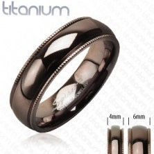 Titanový snubní prsten s vroubkovaným okrajem barva kávy