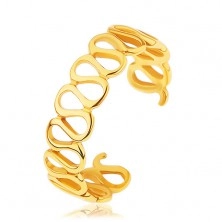 Roztahovací stříbrný prsten 925, zlatá barva, lesklé propojené smyčky