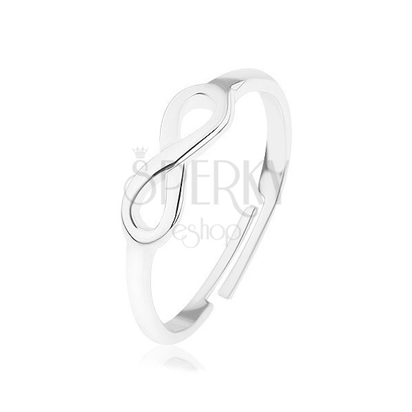 Lesklý stříbrný prsten 925, nastavitelný, symbol nekonečna - INFINITY