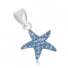 Přívěsek ze stříbra 925, třpytivá hvězdice s modrou glazurou a zirkony