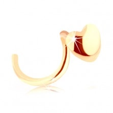 Piercing do nosu ze žlutého 14K zlata - malé lesklé srdíčko