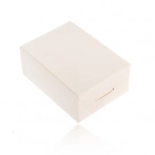 Krémová dárková krabička na prsten a náušnice nebo řetízek, zářezy
