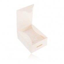 Krémová dárková krabička na prsten a náušnice nebo řetízek, zářezy