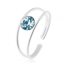 Nastavitelný prsten ze stříbra 925, rozdělená ramena, modrý zirkon