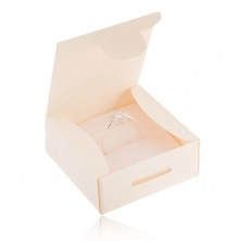 Papírová krabička na dárek - prsten, přívěsek nebo náušnice, krémová barva