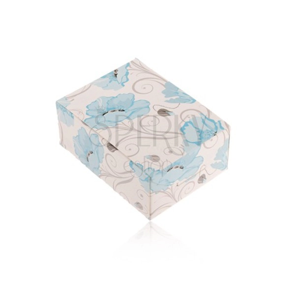 Papírová krabička na prsten a náušnice nebo řetízek, modré květy vlčího máku
