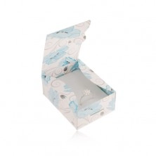Papírová krabička na prsten a náušnice nebo řetízek, modré květy vlčího máku