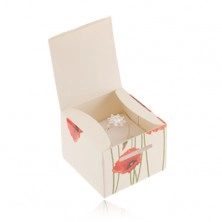 Papírová krabička na dárek - prsten, přívěsek nebo náušnice, motiv vlčích máků