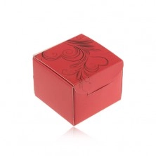 Červená dárková krabička na prsten, náušnice nebo přívěsek, černé ornamenty