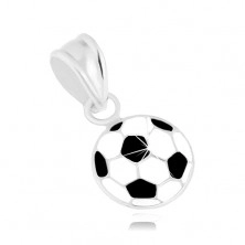 Lesklý přívěsek, stříbro 925, fotbalový míč pokrytý bílou a černou glazurou