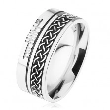 Prsten z chirurgické oceli, keltský vzor, stříbrná barva, 8 mm