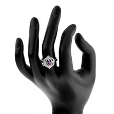 Prsten, stříbro 925, zirkonové zrnko - tanzanitový odstín, dvojitá obruba