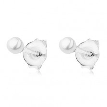 Puzetové náušnice, stříbro 925, drobná perla bílé barvy, 3 mm