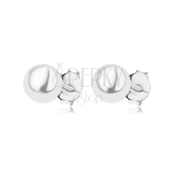 Puzetové náušnice ze stříbra 925, kulatá perla bílé barvy, 6 mm