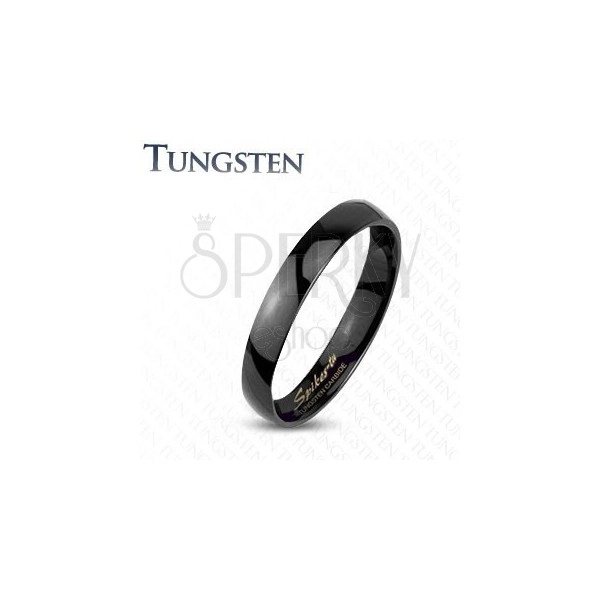 Wolframový hladký černý prsten, vysoký lesk, 2 mm