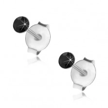 Stříbrné 925 náušnice, kulatý černý krystalek Swarovski, 3 mm