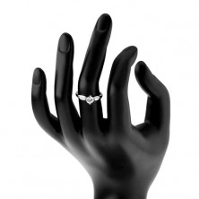 Zásnubní prsten, stříbro 925, hladká a zirkonová linie, blýskavý čirý zirkon