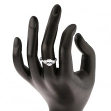 Prsten ze stříbra 925, úzká lesklá ramena, třpytivé čiré zirkony