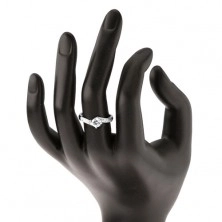 Zásnubní prsten ze stříbra 925, blýskavá ramena, kulatý čirý zirkonek