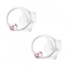 Náušnice, stříbro 925, kroužek, drobný krystalek Swarovski - světle fialový odstín