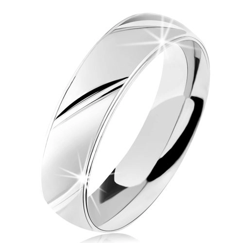 Prsten ze stříbra 925, matný povrch, šikmé lesklé zářezy - Velikost: 59