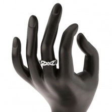 Zásnubní prsten ze stříbra 925, rozdělená blýskavá ramena, čirý zirkon